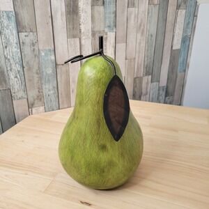 Ballard Designs Terra Cotta Oversized Green Pear Metal Leaf Stem Accent Decor